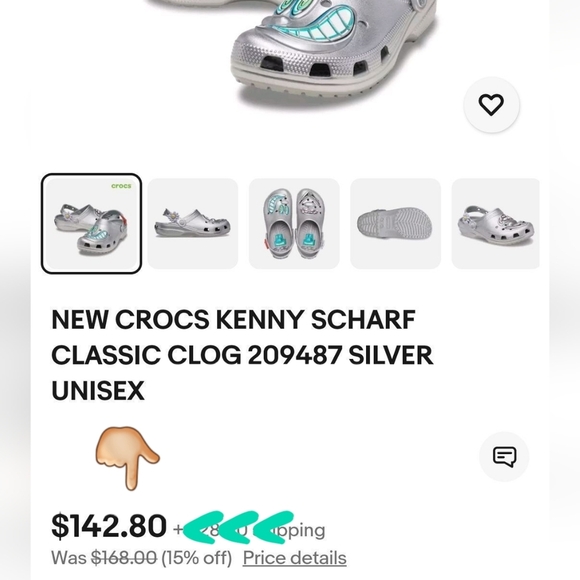CROCS x SCHARF Classic Silver Unisex CROC Clog NEW, NWT - Picture 11 of 11